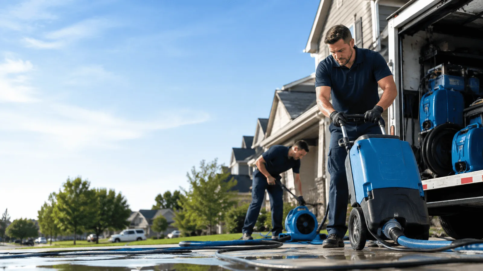 Burst Pipe Damage Cleanup being performed in Saint Francisville, IL